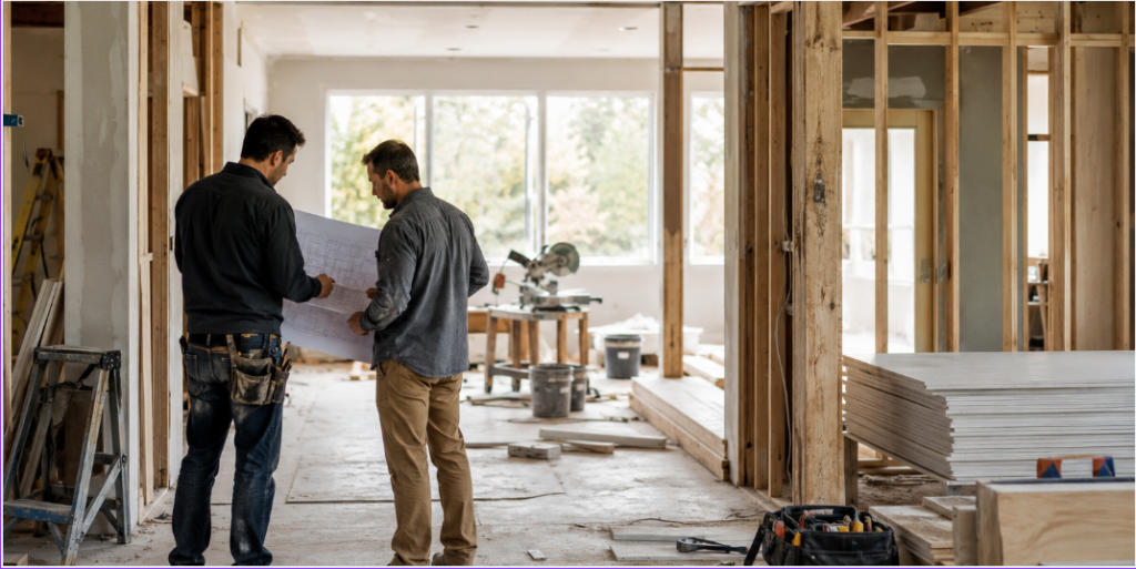 Étapes d’un chantier de rénovation avec gros œuvre, second œuvre et finitions